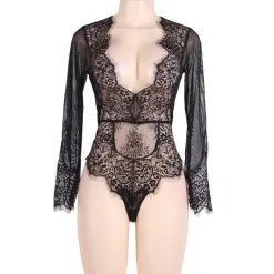 LOVE AND VIBES Body Brodé En Dentelle à Manches Longues -Sextoys boutique body brode en dentelle a manches longues 18