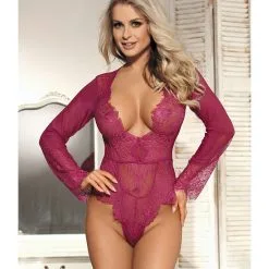 LOVE AND VIBES Body Brodé En Dentelle à Manches Longues -Sextoys boutique body brode en dentelle a manches longues 6