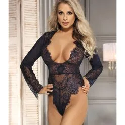 LOVE AND VIBES Body Brodé En Dentelle à Manches Longues -Sextoys boutique body brode en dentelle a manches longues 9