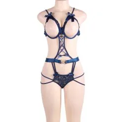 LOVE AND VIBES Body Sexy Bleu Canard à Lacet -Sextoys boutique body sexy bleu canard a lacet 12