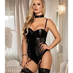 LOVE AND VIBES Body Sexy Effet Cuir Et Dentelle