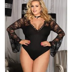 LOVE AND VIBES Body Sexy Noir à Manches Longues -Sextoys boutique body sexy noir a manches longues 6