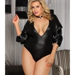 LOVE AND VIBES Body Similicuir Manche Frou-frou -Sextoys boutique body similicuir manche frou frou 7