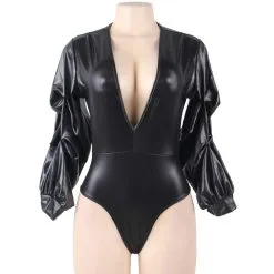 LOVE AND VIBES Body Similicuir Manche Frou-frou -Sextoys boutique body similicuir manche frou frou 9