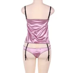 LOVE AND VIBES Bustier Guêpière à Satin Rosé -Sextoys boutique bustier guepiere a satin rose 10