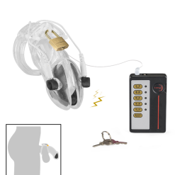 LOVE AND VIBES Cage Chasteté électro Stimulation Transparente