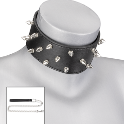 LOVE AND VIBES Collier BDSM Cuir Et Pointes