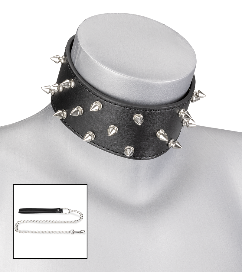 LOVE AND VIBES Collier BDSM Cuir Et Pointes 1 LOVE AND VIBES Collier BDSM Cuir Et Pointes