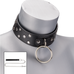 LOVE AND VIBES Collier BDSM Rivets Et Anneaux Avec Laisse