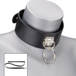 LOVE AND VIBES Collier BDSM Similicuir 1 Anneau + Laisse