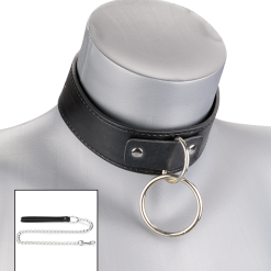 LOVE AND VIBES Collier Cuir BDSM 1 Anneau Avec Chaine