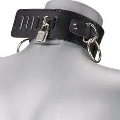 LOVE AND VIBES Collier Cuir BDSM 3 Anneaux + Laisse -Sextoys boutique collier cuir bdsm 3 anneaux laisse 5