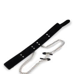 LOVE AND VIBES Collier Cuir BDSM Avec Pinces à Seins -Sextoys boutique collier cuir bdsm avec pinces a seins 9