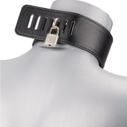 LOVE AND VIBES Collier Cuir BDSM Et Laisse Chaine Avec Cadenas -Sextoys boutique collier cuir bdsm et laisse chaine avec cadenas 5