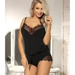 LOVE AND VIBES Déshabillé Noir à Franges En Dentelle