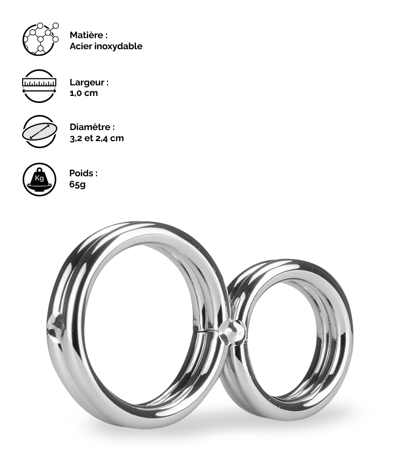 LOVE AND VIBES Double Anneau Cockring En Inox Eight 2 LOVE AND VIBES Double Anneau Cockring En Inox Eight – Image 2