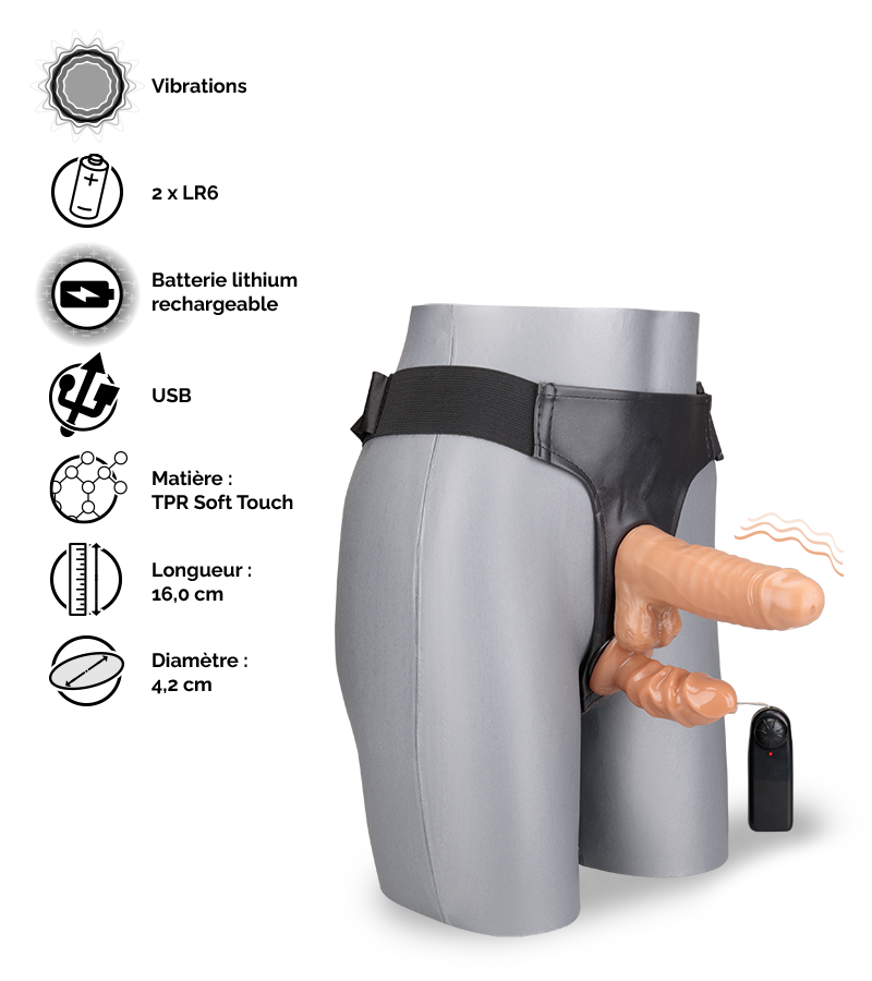 LOVE AND VIBES Double Gode Ceinture Vibrant Réaliste 2 LOVE AND VIBES Double Gode Ceinture Vibrant Réaliste – Image 2