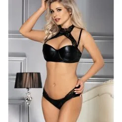 LOVE AND VIBES Ensemble De Lingerie Sexy à Effet Cuir