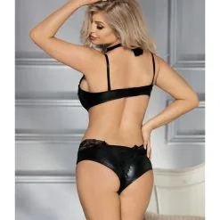 LOVE AND VIBES Ensemble De Lingerie Sexy à Effet Cuir -Sextoys boutique ensemble de lingerie sexy a effet cuir 5