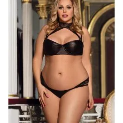 LOVE AND VIBES Ensemble De Lingerie Sexy à Effet Cuir -Sextoys boutique ensemble de lingerie sexy a effet cuir 6