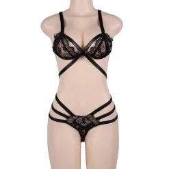 LOVE AND VIBES Ensemble De Lingerie Sexy Lacets Noirs -Sextoys boutique ensemble de lingerie sexy lacets noirs 7