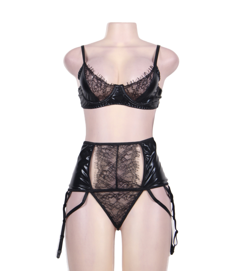 LOVE AND VIBES Ensemble Deux Pièces Cuir Et Dentelle 6 LOVE AND VIBES Ensemble Deux Pièces Cuir Et Dentelle – Image 6