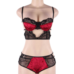LOVE AND VIBES Ensemble Lingerie Effet Velours Et Dentelle -Sextoys boutique ensemble lingerie effet velours et dentelle 7