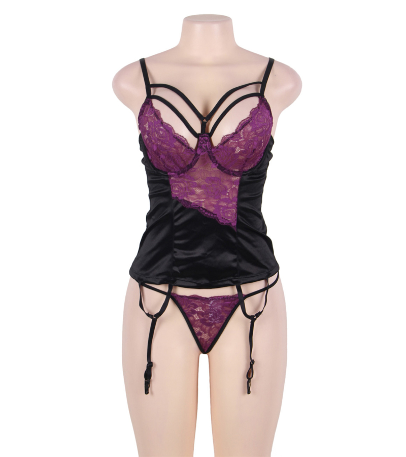 LOVE AND VIBES Ensemble Lingerie Sexy Avec Masque Noir Et Violet 6 LOVE AND VIBES Ensemble Lingerie Sexy Avec Masque Noir Et Violet – Image 6