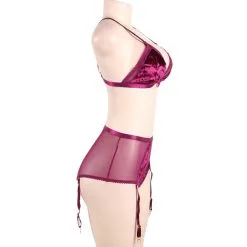 LOVE AND VIBES Ensemble Lingerie Sexy En Velours Violet -Sextoys boutique ensemble lingerie sexy en velours violet 10