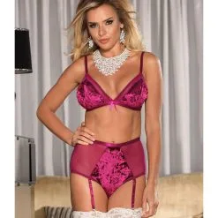 LOVE AND VIBES Ensemble Lingerie Sexy En Velours Violet