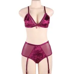 LOVE AND VIBES Ensemble Lingerie Sexy En Velours Violet -Sextoys boutique ensemble lingerie sexy en velours violet 9