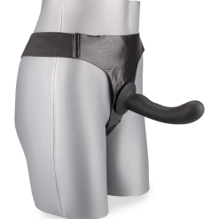 LOVE AND VIBES Gode Harnais Noir Silicone Doux Courbé 15,0cm