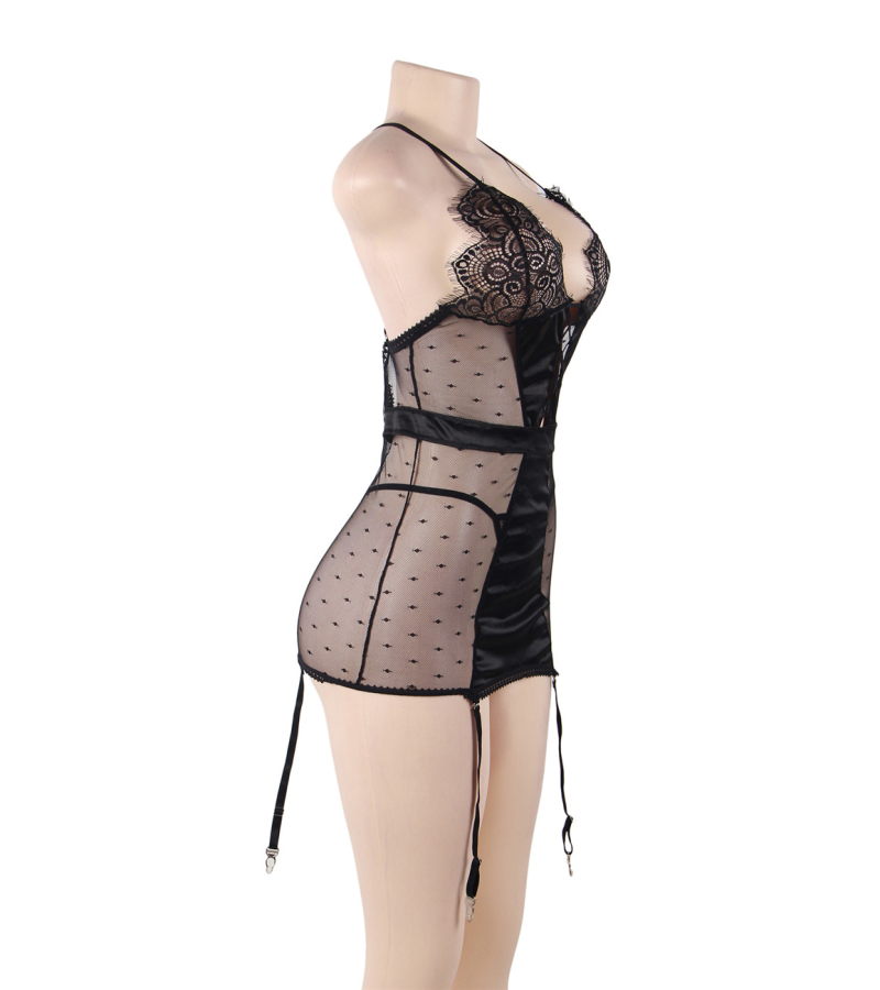 LOVE AND VIBES Guêpière Sexy à Points Et Dentelle 14 LOVE AND VIBES Guêpière Sexy à Points Et Dentelle – Image 14