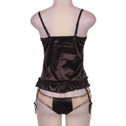 LOVE AND VIBES Guêpière Sexy Satin Noir Et Or -Sextoys boutique guepiere sexy satin noir et or 8