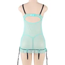 LOVE AND VIBES Guêpière Turquoise Sexy à Ruban -Sextoys boutique guepiere turquoise sexy a ruban 10