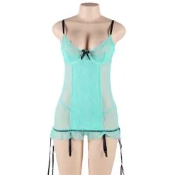 LOVE AND VIBES Guêpière Turquoise Sexy à Ruban -Sextoys boutique guepiere turquoise sexy a ruban 8