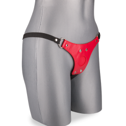 LOVE AND VIBES Harnais Cuir Rouge Pour Gode