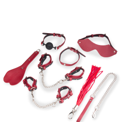 LOVE AND VIBES Kit Bondage BDSM 8 Pièces Cuir Végan