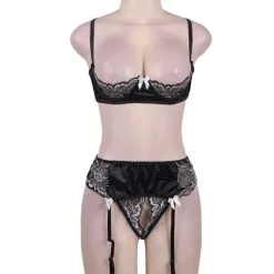 LOVE AND VIBES Lingerie Sexy Noire à Fleurs Blanches -Sextoys boutique lingerie sexy noire a fleurs blanches 9