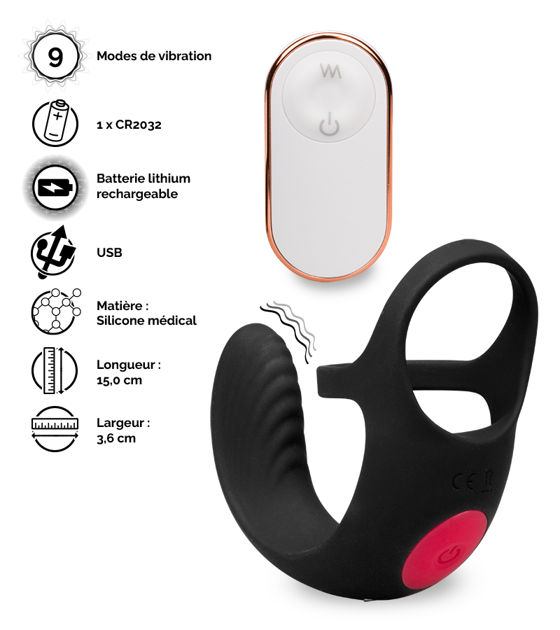 LOVE AND VIBES Masseur De Testicules Double Anneau Cockring Vibrant Shape 2 LOVE AND VIBES Masseur De Testicules Double Anneau Cockring Vibrant Shape – Image 2