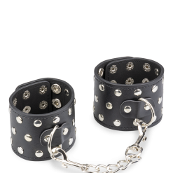 LOVE AND VIBES Menottes Poignets Cuir Noir Rivets -Sextoys boutique menottes poignets cuir noir rivets 5