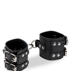 LOVE AND VIBES Menottes Poignets Réglables Cuir Noir BDSM