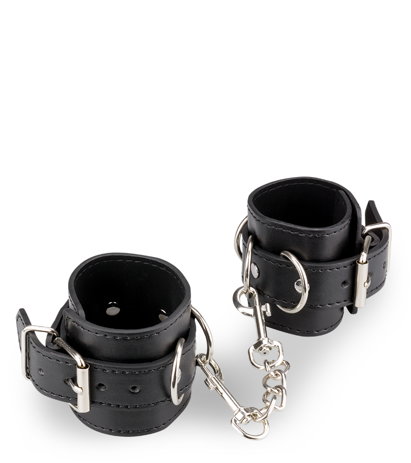 LOVE AND VIBES Menottes Poignets Similicuir 3 Anneaux 1 LOVE AND VIBES Menottes Poignets Similicuir 3 Anneaux