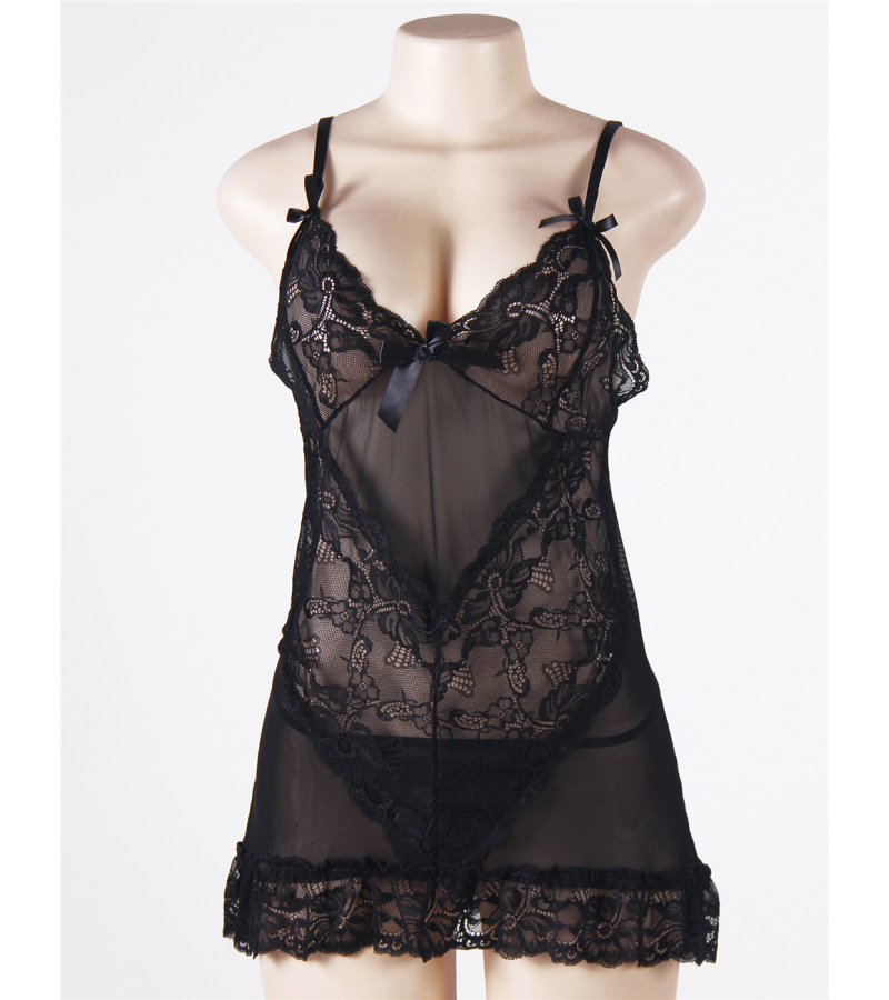 LOVE AND VIBES Nuisette Babydoll Sexy En Dentelle Fleurie 17 LOVE AND VIBES Nuisette Babydoll Sexy En Dentelle Fleurie – Image 17