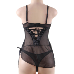 LOVE AND VIBES Nuisette Courte Transparente à Lacets 18 LOVE AND VIBES Nuisette Courte Transparente à Lacets -Sextoys boutique nuisette courte transparente a lacets 11