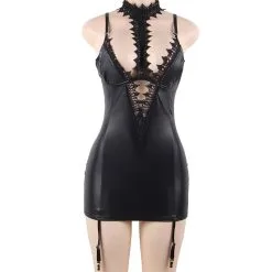 LOVE AND VIBES Nuisette En Similicuir Dentelée 17 LOVE AND VIBES Nuisette En Similicuir Dentelée -Sextoys boutique nuisette en similicuir dentelee 10