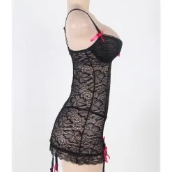 LOVE AND VIBES Nuisette Fleurie Transparente à Rubans 41 LOVE AND VIBES Nuisette Fleurie Transparente à Rubans -Sextoys boutique nuisette fleurie transparente a rubans 19