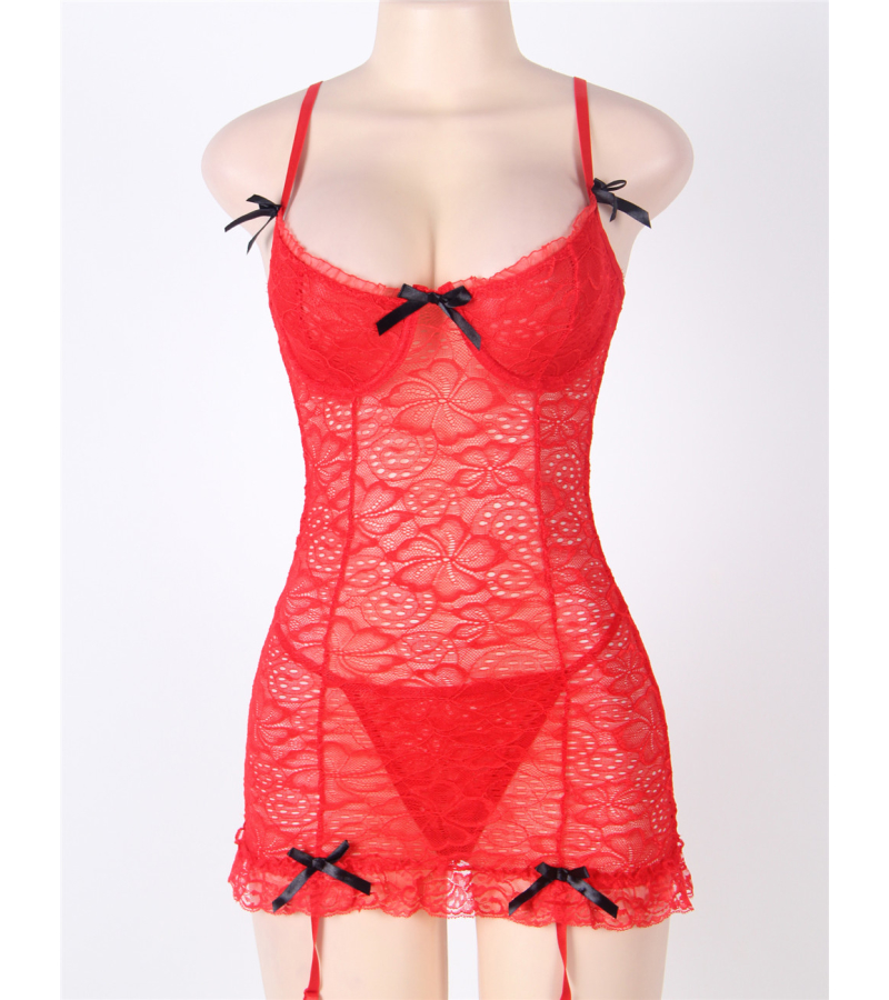 LOVE AND VIBES Nuisette Fleurie Transparente à Rubans 19 LOVE AND VIBES Nuisette Fleurie Transparente à Rubans – Image 19