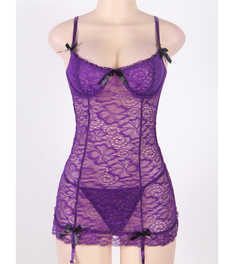 LOVE AND VIBES Nuisette Fleurie Transparente à Rubans 22 LOVE AND VIBES Nuisette Fleurie Transparente à Rubans – Image 22