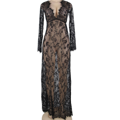 LOVE AND VIBES Nuisette Longue à Dentelle Et Motifs élégants -Sextoys boutique nuisette longue a dentelle et motifs elegants 16